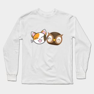 A Cat And An Owl Long Sleeve T-Shirt